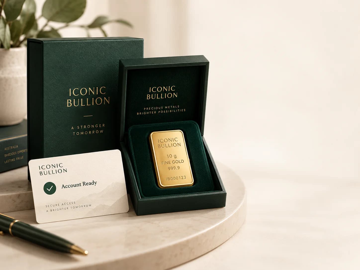 Iconic Bullion secure account access with gold bar and account ready card