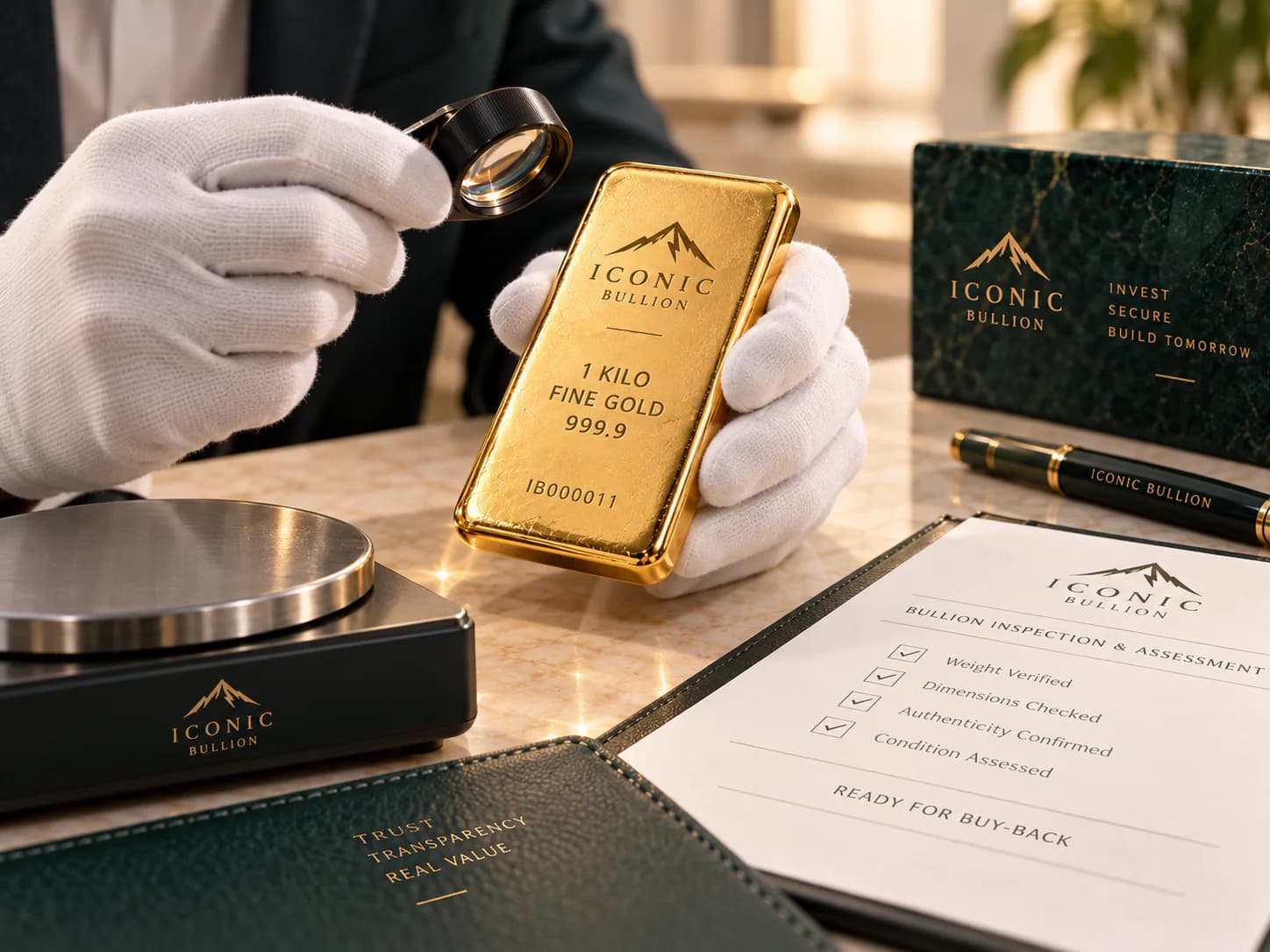 Professional inspection of bullion for sell-back pricing